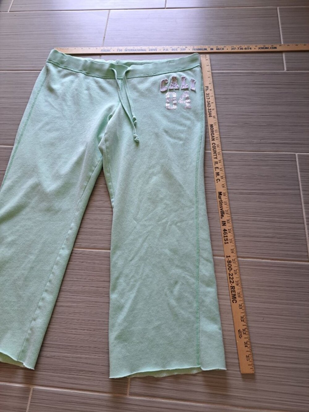 Y2K Mint Green Mossimo Supply Co. Cali 84 Lounge Pants XXL Spell Out College - Picture 10 of 12